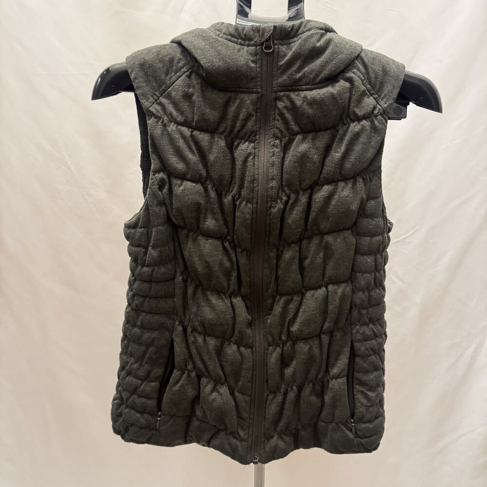 Be by Blanc Noir Hooded Puffer Vest Women Olive Green Athleisure Sport Large